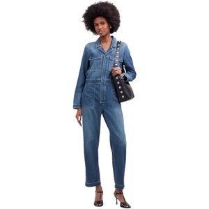 NWT Madewell Denim Utility Coveralls - Medium Wash Zip Front Jean Jumpsuit XXS